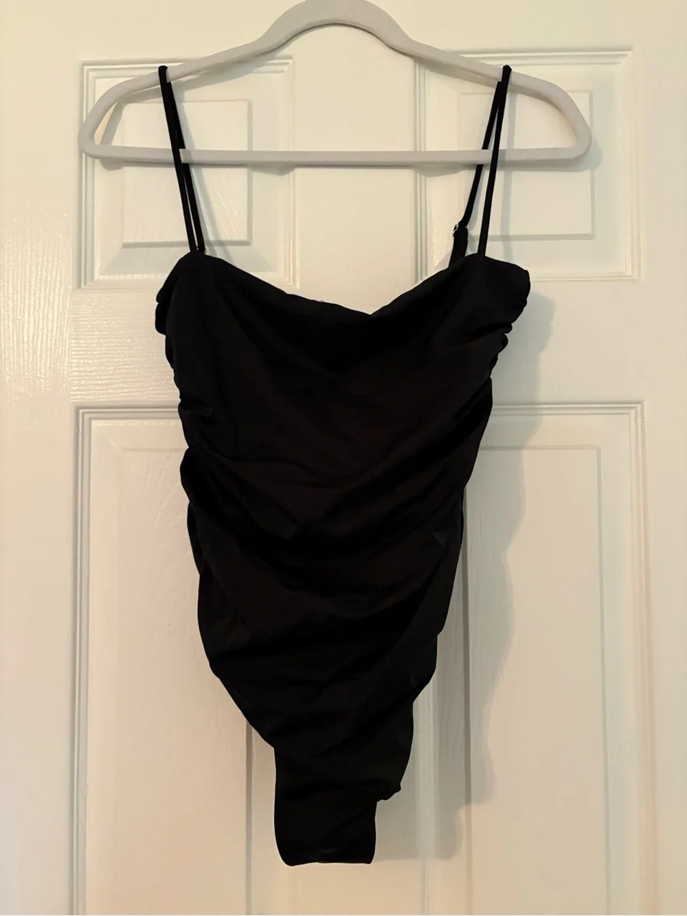 Free People Black Ruched One-Piece Swimsuit
